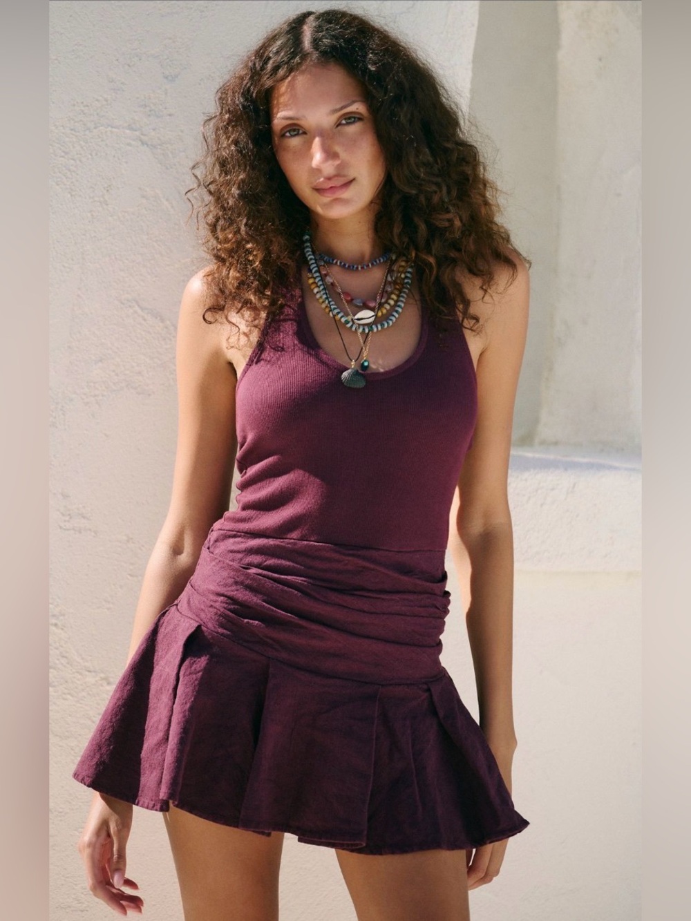 NWOTFree People Free-est Navi Skort Romper Fig Burgundy Size S
